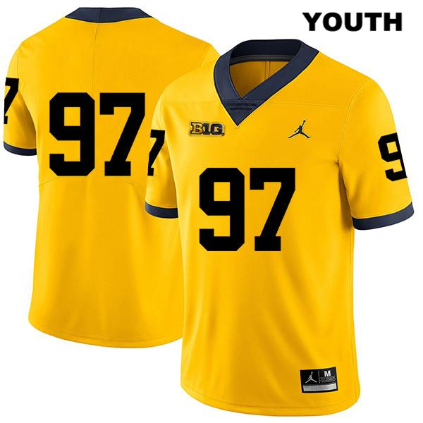 Youth NCAA Michigan Wolverines Aidan Hutchinson #97 No Name Yellow Jordan Brand Authentic Stitched Legend Football College Jersey LN25P43CI